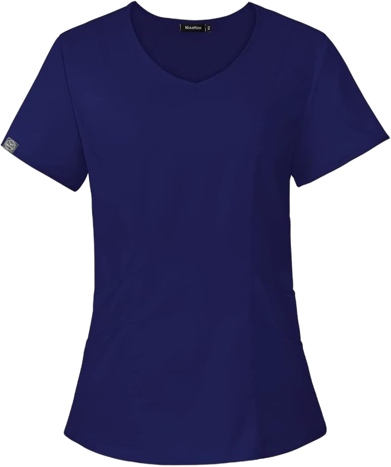 niaahinn Women Scrubs Top Workwear with Classic V-Neck Professionals Women?s Medical Scrub Tee Small Navy Blue