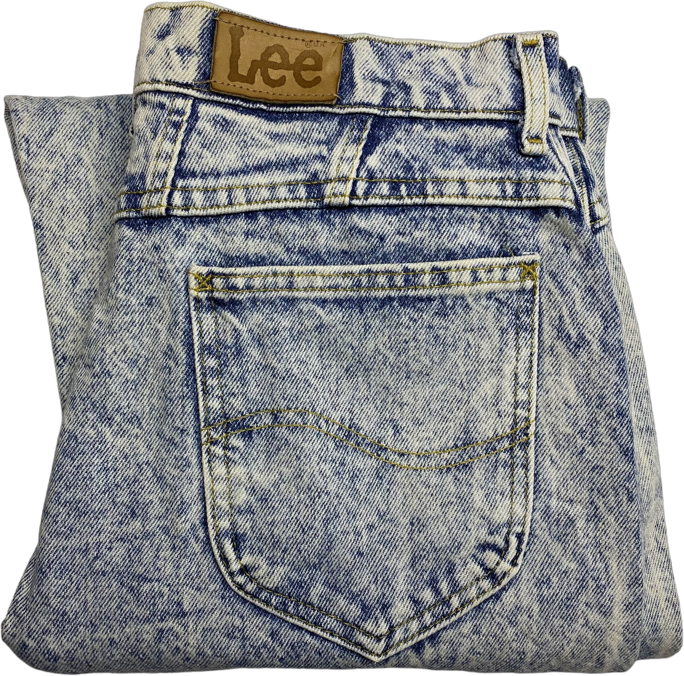 Vintage Lee Jeans 80's Womens White Acid Wash Low Rise USA Made Denim W31