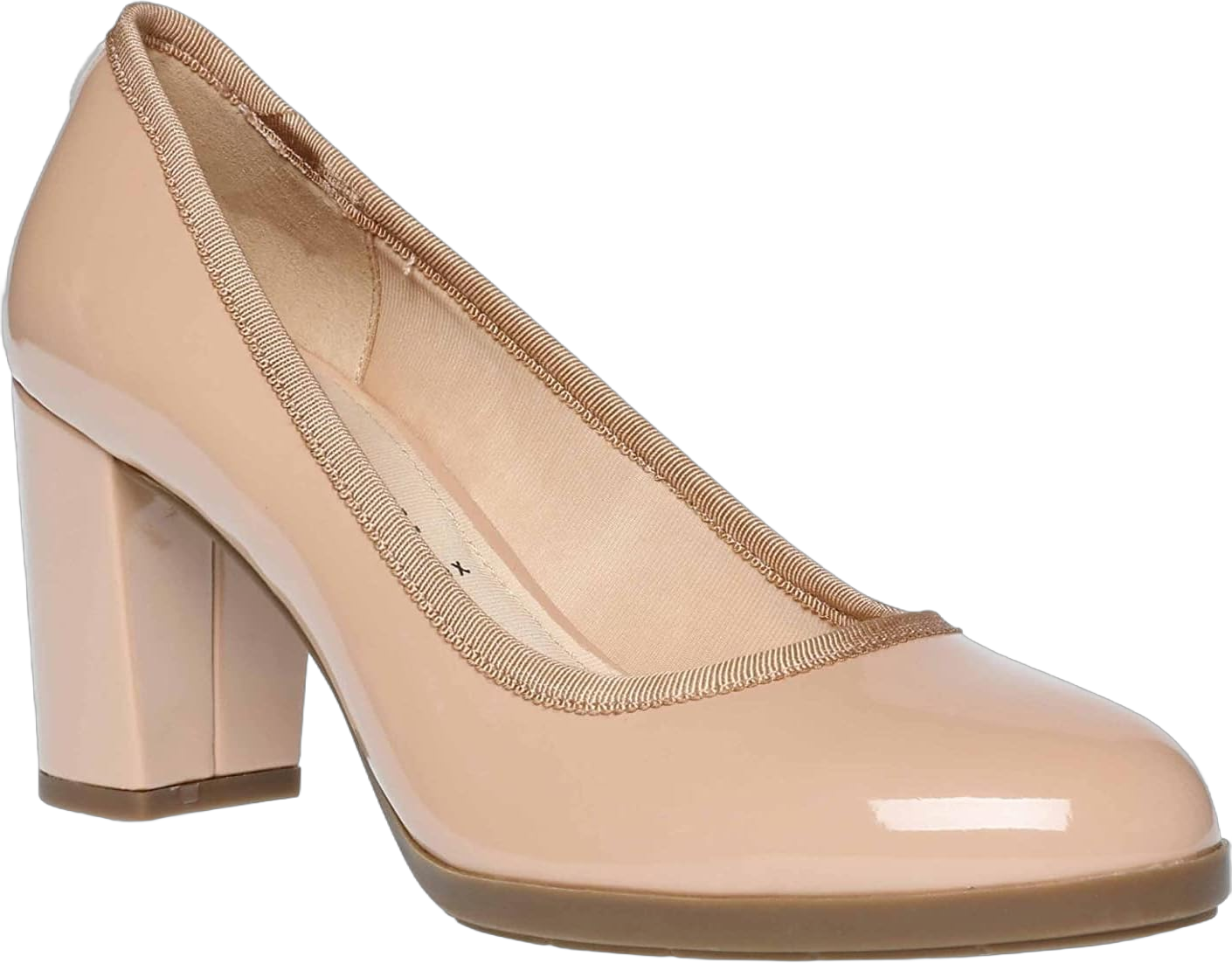 Anne Klein Women’s Castana Comfortable Block Heeled Pump 10 Nude Patent