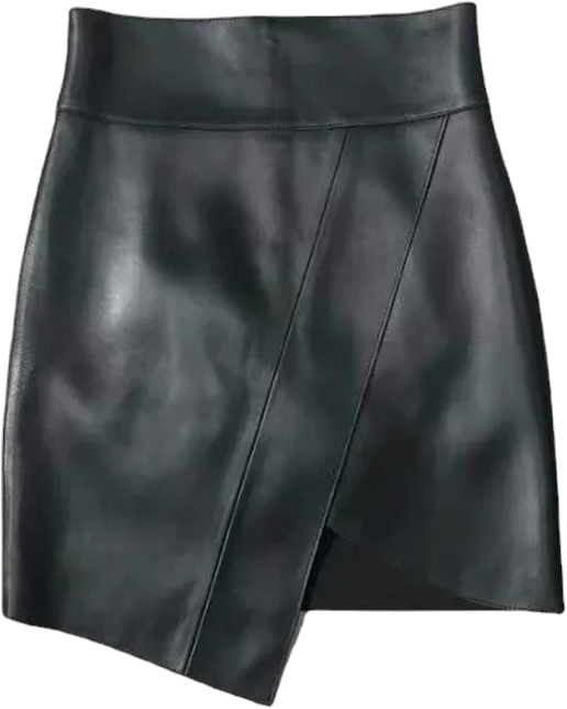 Tcyeek Real Leather Sheepskin Black Skirt Women Elegant New Leather Skirt Women's High Waist Mini Skirt Women Falda Sexy Mujer