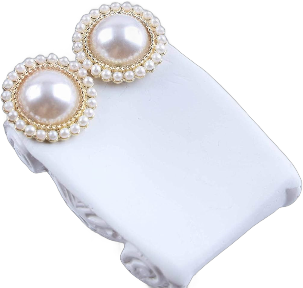 Vintage Pearl Earrings Pearl Circle Earrings Gold Pearl Stud Earrings Round Pearl Charm Earring Jewelry for Women and Girls