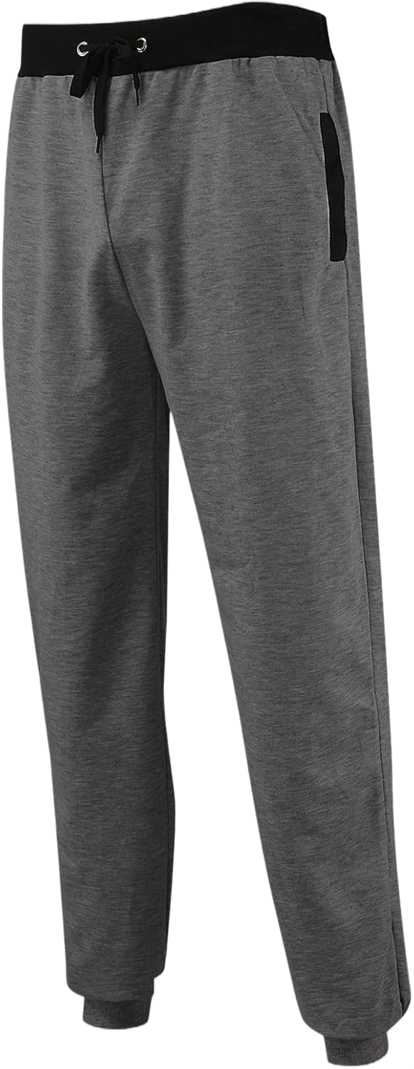 Men's Heavyweight Fleece Cargo Sweatpants Stretch Elastic Waist Athletic Workout Jogger Pants Drawstring Sport Trousers 3X-Large #A_d-dark Gray